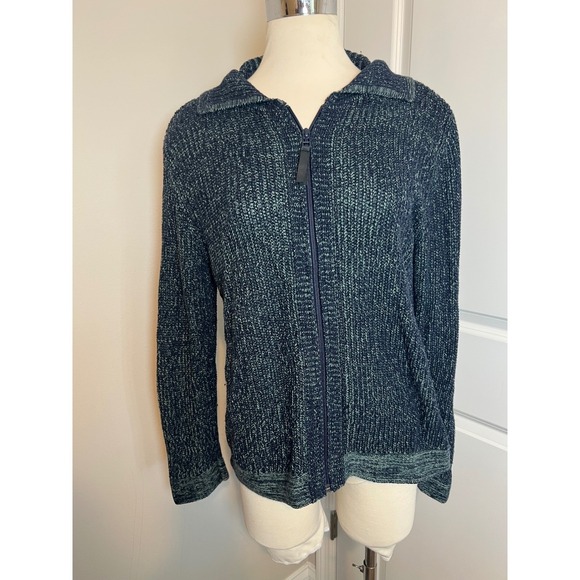Christopher & Banks Sweaters - Christopher & Banks‎ Womens Blue Green Heathered Knit Jacket Cardigan Size L